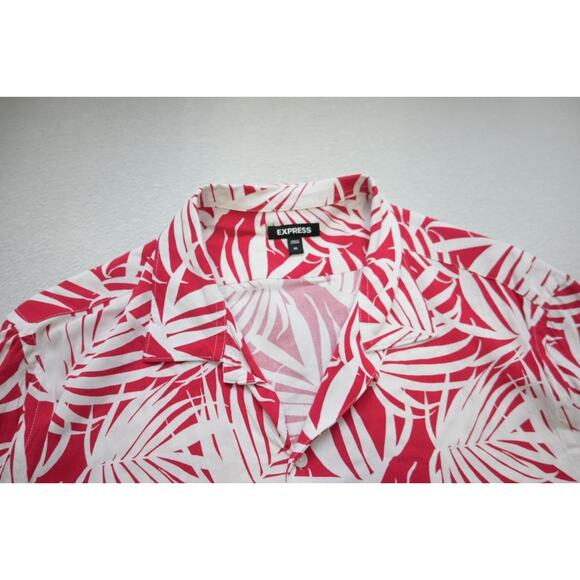 Express Rayon Hawaiian Shirt Button Up Floral Short Sleeve Mens Sz XL - Picture 6 of 9